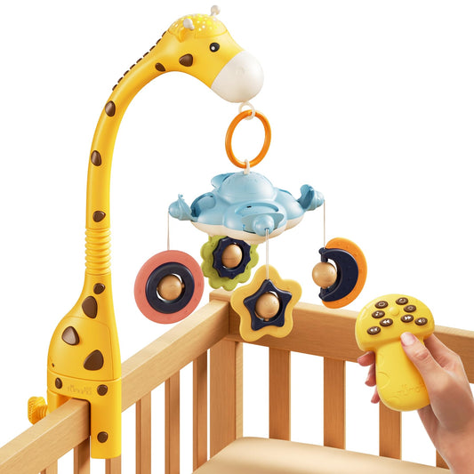 TUMAMA Mobile Baby Crib, 3 in 1 Baby Mobiles for Crib with Remote Control, Projection Night Light, Music Box, Crib Accessories Sensory Toys For Boys Girls Kids Gift