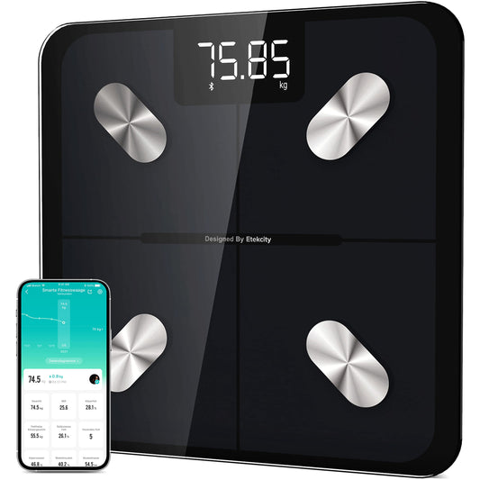 Etekcity Body Fat Scale, Digital Scale with APP 180 kg/400 lbs, Smart Scale with Body Fat and Muscle Mass, Bluetooth Scale for Baby and Pregnant Women, Black