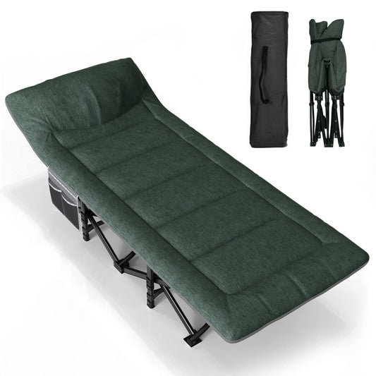 ATORPOK SHOP Camping bed, foldable field bed, extra wide foldable bed, camping bed for outdoor garden indoor (green)