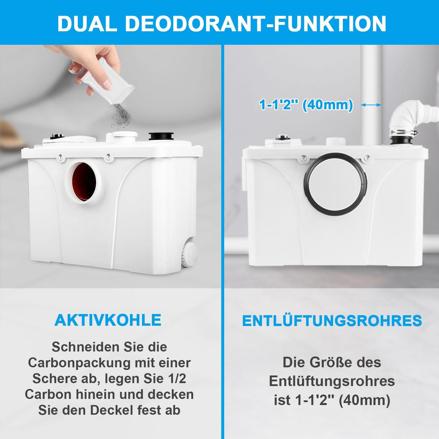Herrselsam 700W dirty water pump 4/1 lifting system sewage pump 190L/min small lifting system household pump sewage lifting system for toilet, shower, sink