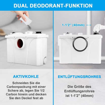 Herrselsam 700W dirty water pump 4/1 lifting system sewage pump 190L/min small lifting system household pump sewage lifting system for toilet, shower, sink