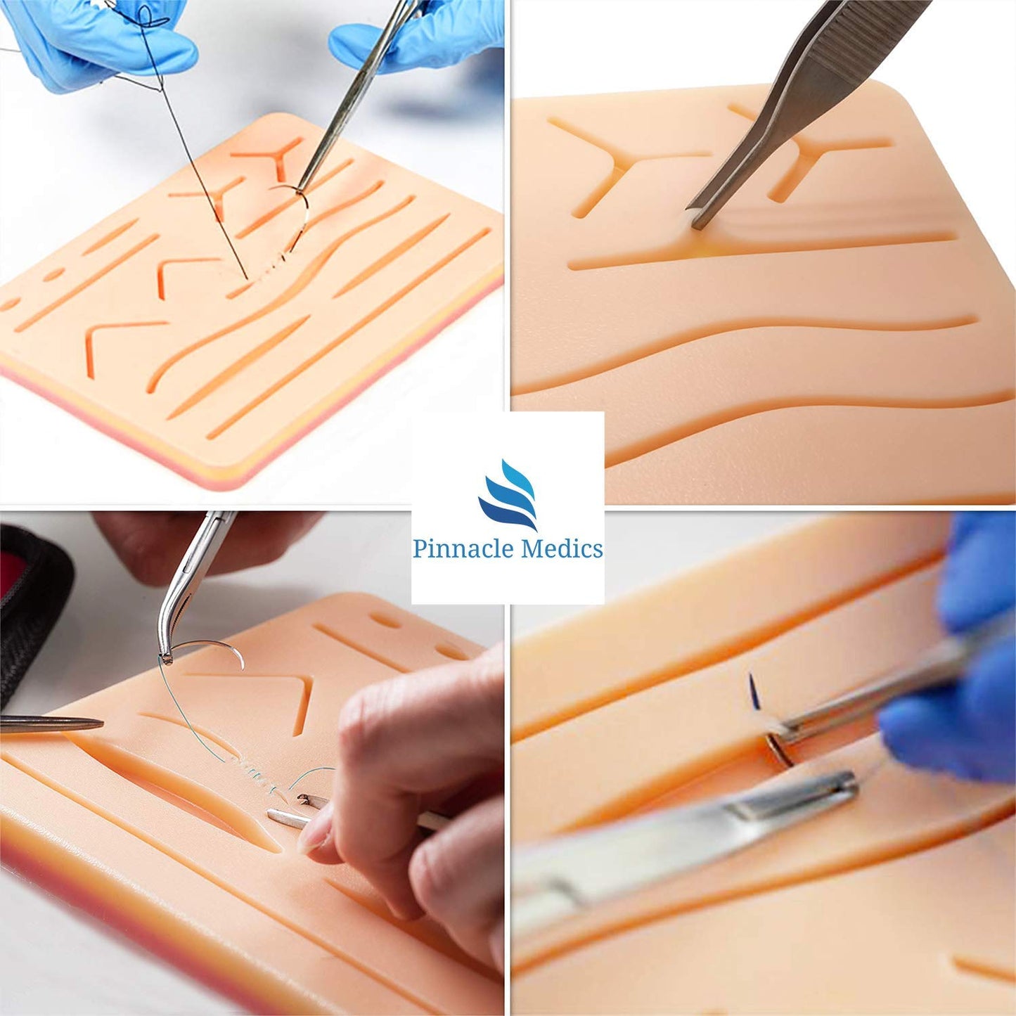 Surgical suture kit | Wound suture practice set | Silicone sewing pad with tool set | 24 wound suture thread surgical sewing kit | Gift for medical students, veterinarians, and dentists | Wound suture video course