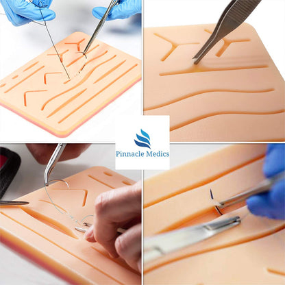 Surgical suture kit | Wound suture practice set | Silicone sewing pad with tool set | 24 wound suture thread surgical sewing kit | Gift for medical students, veterinarians, and dentists | Wound suture video course