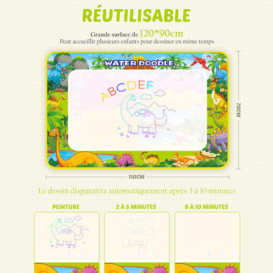 Water Doodle Mat 110*70, Aqua Magic Doodle Painting Mat for Kids Baby Girl Boy, Aqua Drawing Painting Mat Gift Toy for Toddler 1,2,3,4,5,6 Years