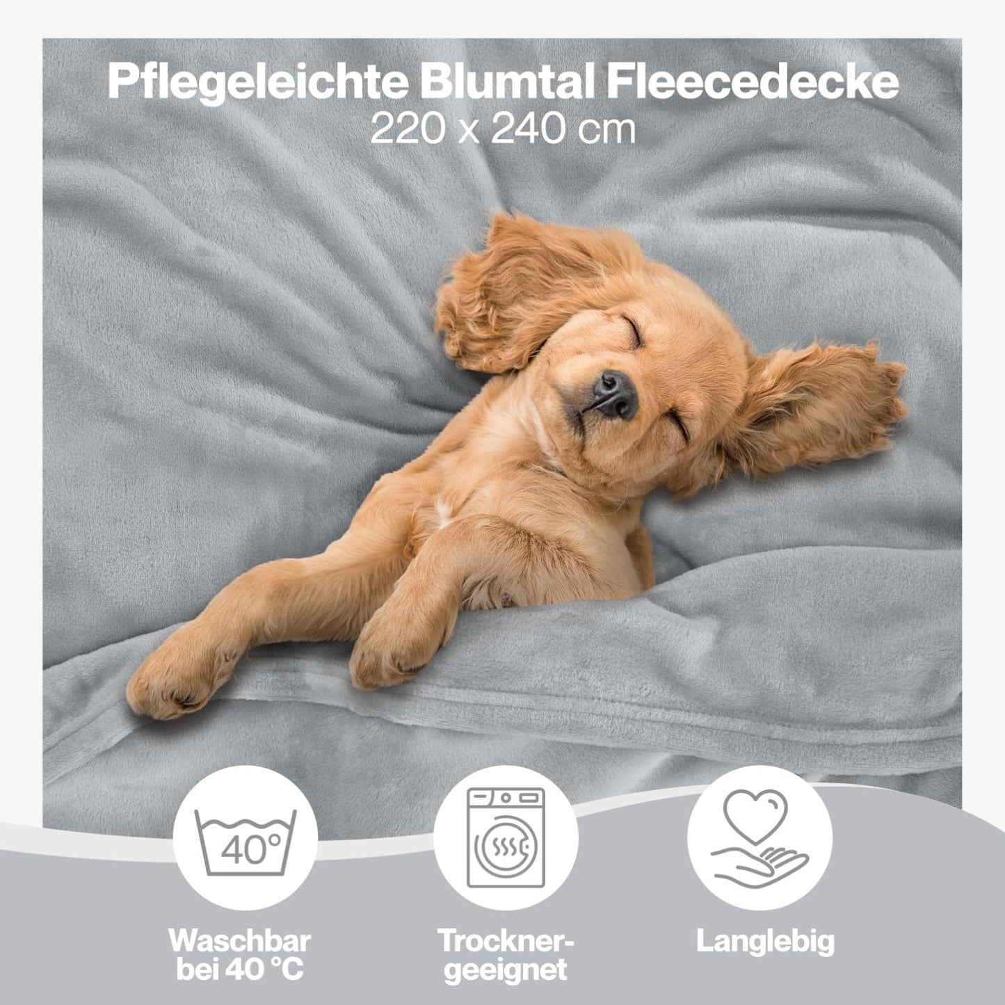 Blumtal Cuddle Blanket fluffy - Oeko-TEX certified fleece blanket 220x240 cm - Throw blanket 220x240 cm - Couch blanket as living & cuddle blanket - Soft cuddly blanket - Throw blanket Cuddle blanket soft in Gray