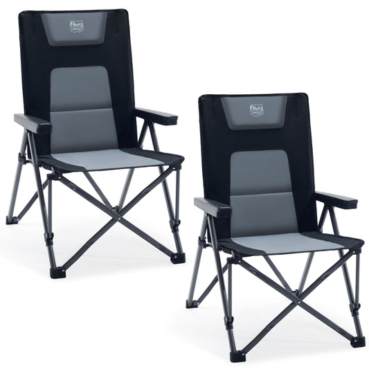 TIMBER RIDGE Folding Camping Chair 260KG Capacity 4-Position Adjustable Reclining Padded High Back Chair with Carry Bag Outdoor Chair for Garden Balcony RV Picnic