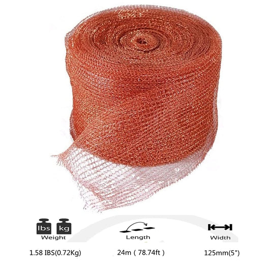 24mx125mm copper mesh roll, metal mesh copper fabric protection, strong pure copper wire mesh for constructing holes, protecting seedlings and seeds, cleaning grill properly.