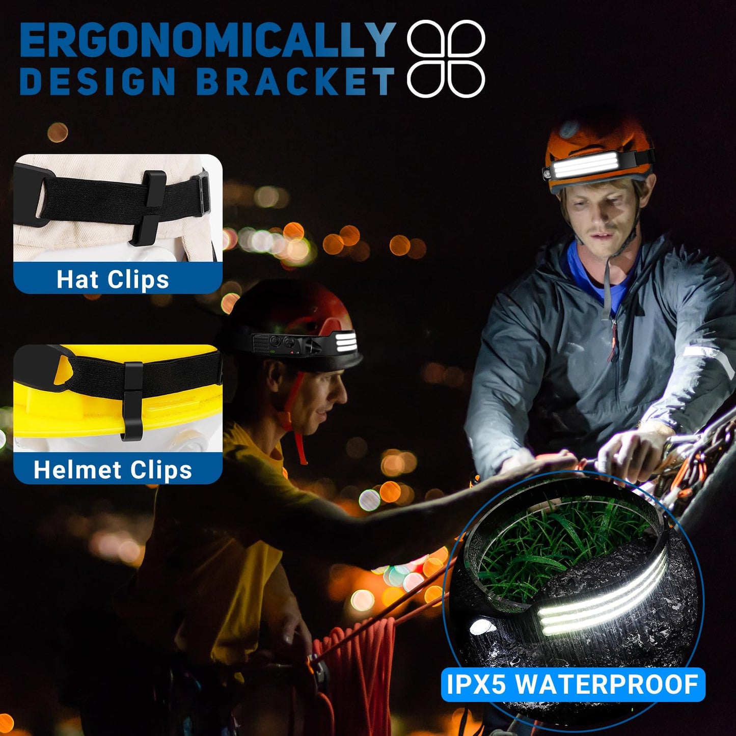 Headlamp LED Rechargeable, 3000 Lumens Super Bright 230° Wide Angle 3*LED White Light Sensor Headlamp Headlamp, IPX5 Waterproof 0.14lb Lightweight Headlamps for Camping, Jogging, Hiking, Fishing.
