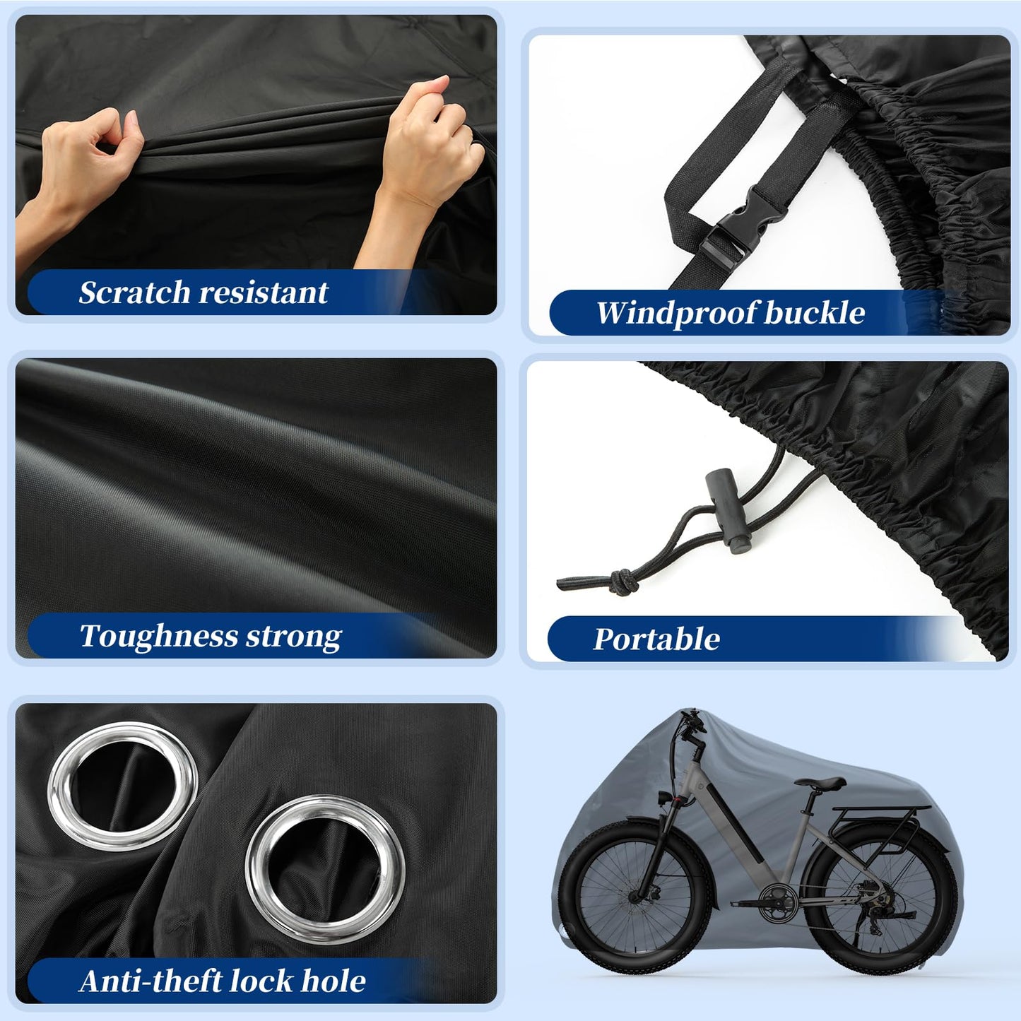 IPSXP Bike Cover, Heavy Duty 210D Oxford Bicycle Covers Waterproof, Snowproof, Dustproof, and UV Protected, Suitable for all Bike Types
