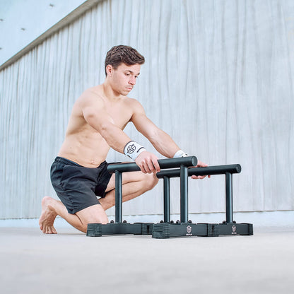 Eric Flag - Parallettes Push Up Bars, Parallettes Calisthenics Steel Non-Slip - Calisthenics Equipment for Gym, Strength Training, Bodyweight - Handstand Bars (Square Style)