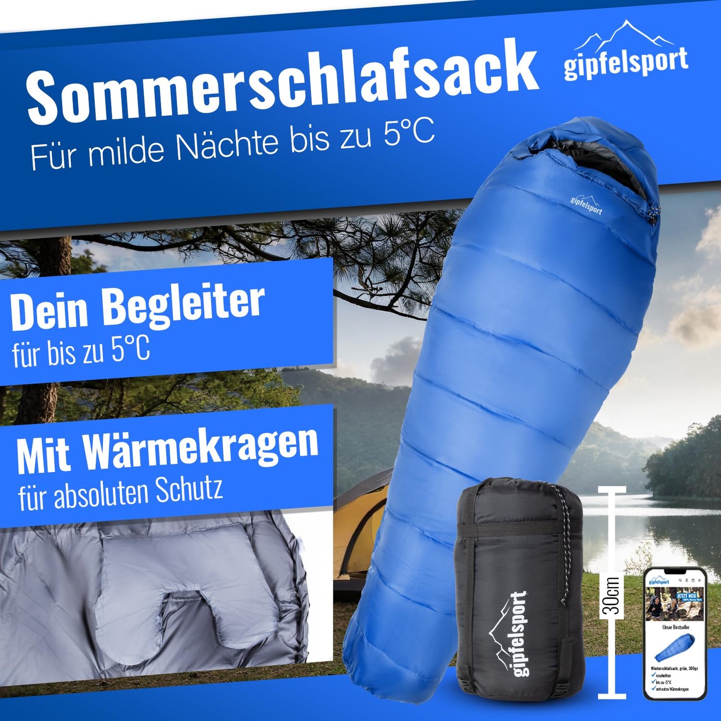 Summit Sport Ultralight Sleeping Bag 3 Seasons [32°F, 50°F] Ultralight Sleeping Bag [950g] Ultralight Mummy Bag for Summer [100GSM] Trekking Summer Bag for Camping