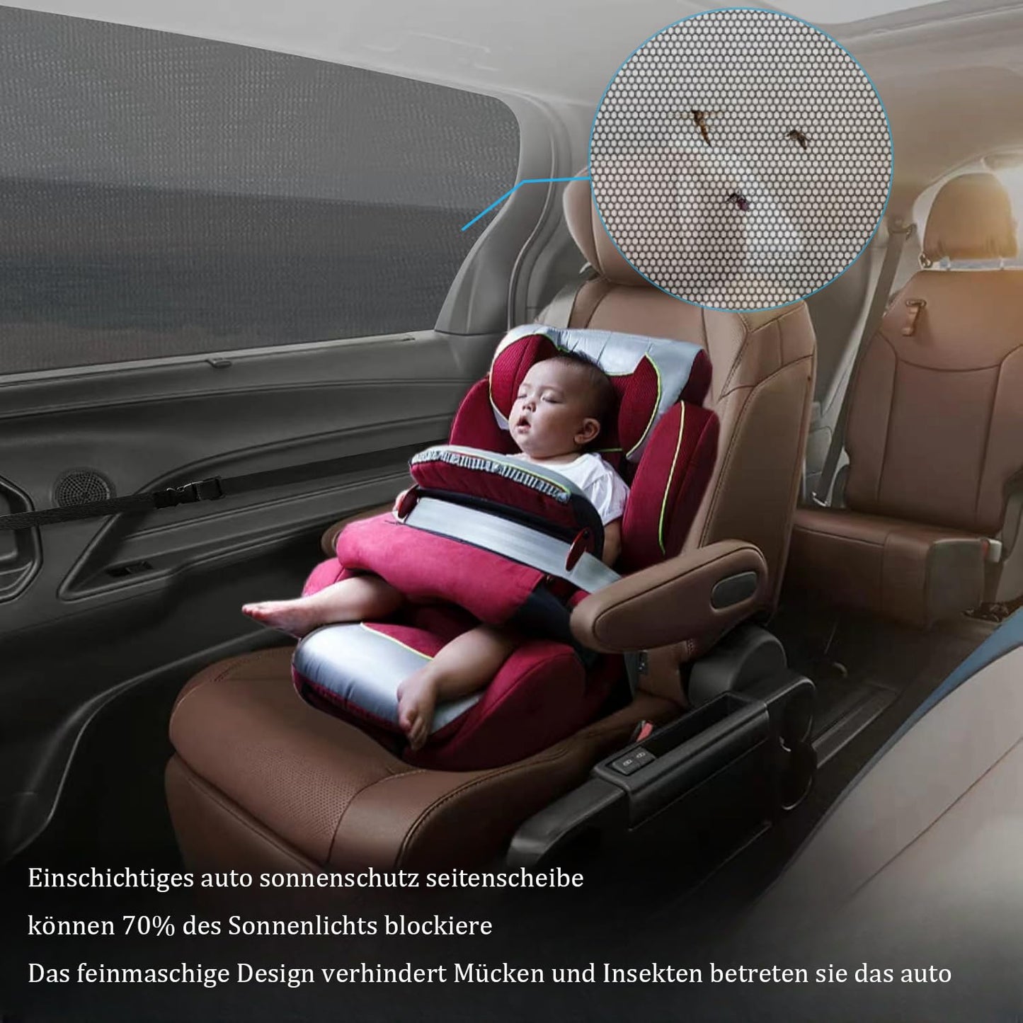 2 pieces of mesh material sunshades for MPV sliding doors, single-layer sunshade for large square auto SUV MPV van, with UV protection and breathable function.