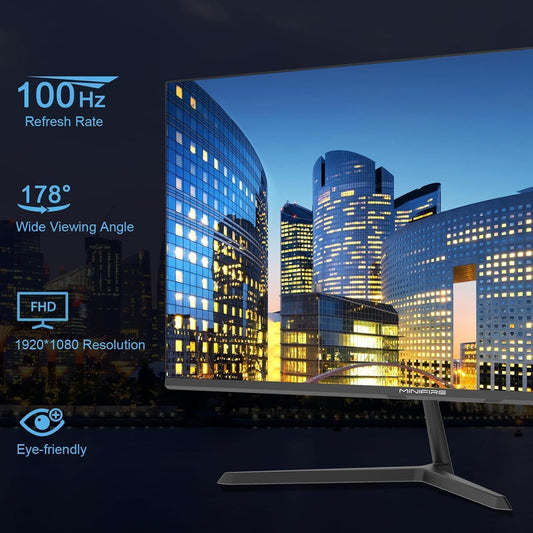 Minifire 24 inch monitor, 100Hz, Full HD (1980x1080p), 5ms (OD), Adaptive-Sync, sRGB110%, Eye-Care, VESA, PC screen with HDMI USB-C ports - MF24X3AL