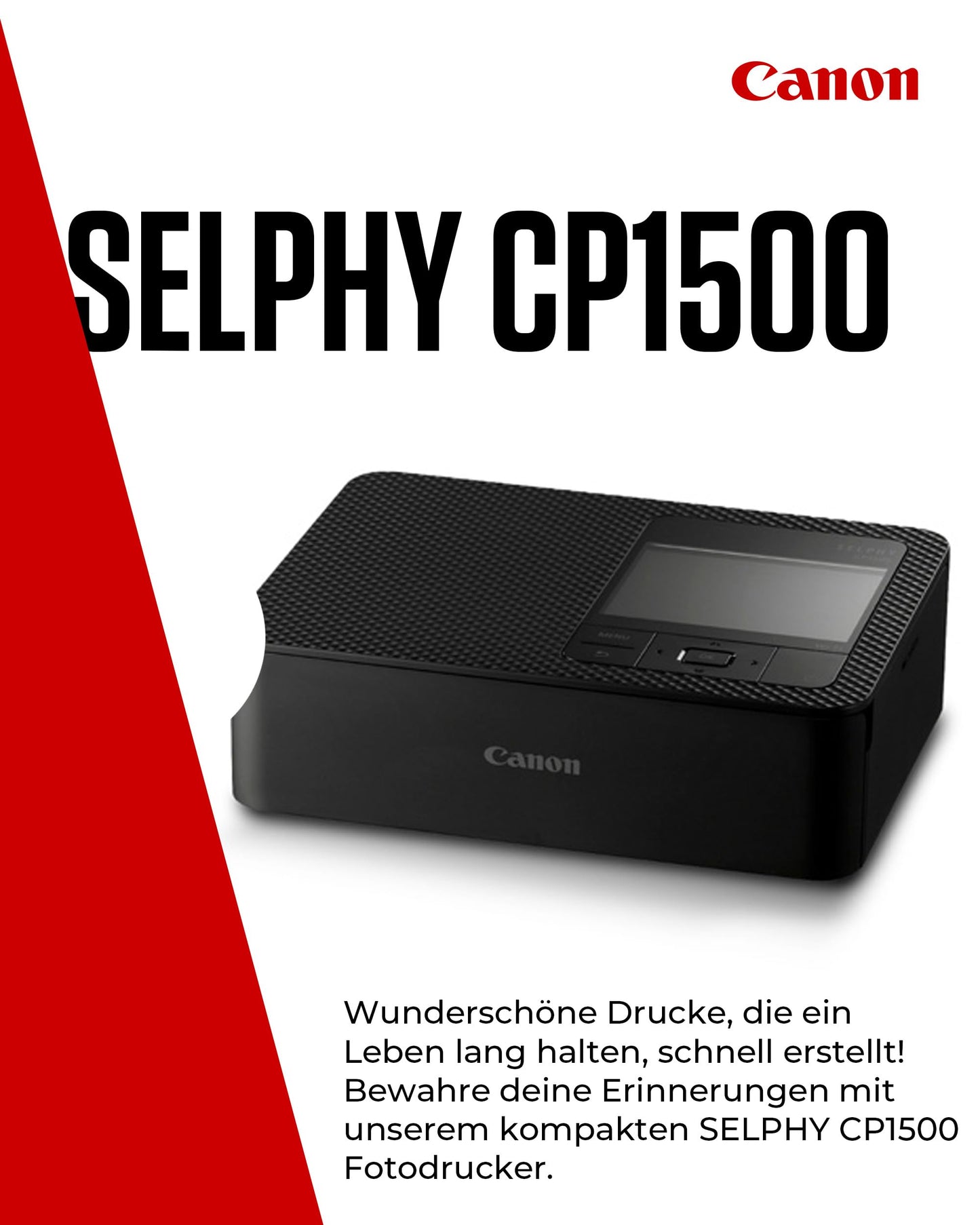 Canon SELPHY CP1500 Compact Photo Printer - Wireless Printing, Durable Photos, USB-C & SD Card Connection - Perfect for Scrapbooks and Photo Albums (Black)