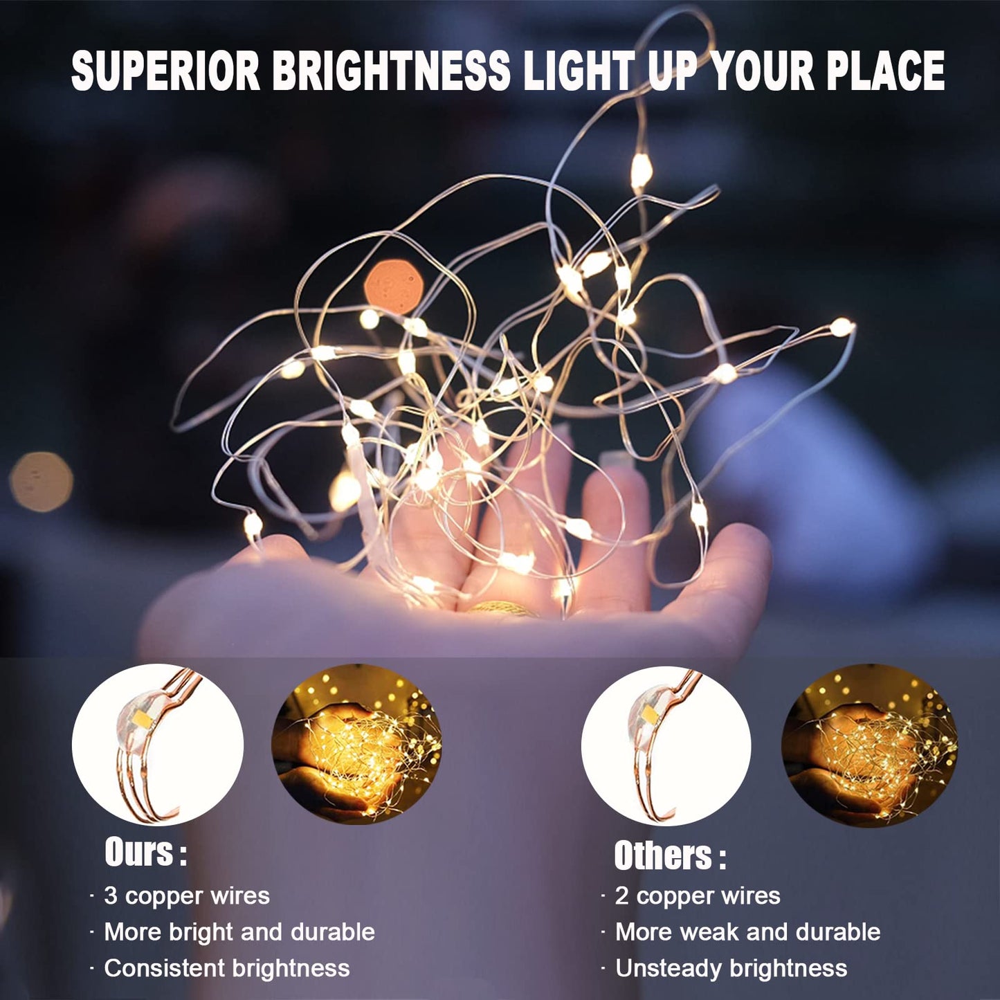 30M copper wire 300LEDs warm white string lights with plug and remote control, waterproof IP65, indoor outdoor decoration for Christmas, wedding, garden party.