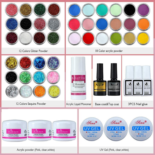 Acrylic Nail Kit with acrylic powder liquid and basic acrylic nail art tools nail DIY decoration acrylic nails starter kit gift box set