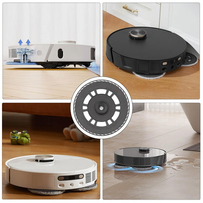 Mop pads with plates replacement parts for Dreame L10S Pro Ultra Heat / L10S Ultra Gen 2 / L20 Ultra / L40 Ultra / X40 Ultra / X40 Master / X30 Ultra / Mova E30 Ultra robot vacuum (2+2 pieces)