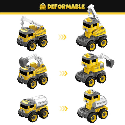 Remote-controlled excavator and tractor toy set for children from 3 years, DIY RC construction vehicles with crane, light & sound - Perfect as a gift for siblings.