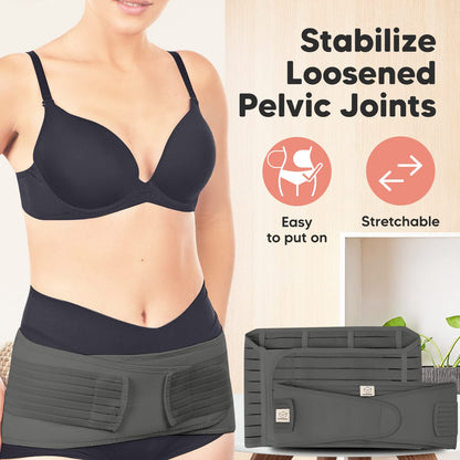 KeaBabies Revive 3 in 1 Postpartum Belt for Women - Belly Belt After Birth C-Section, Postpartum Recovery Belt, Belly Wrap After Birth, Pregnancy Belly Band (Mystic Gray, M/L)