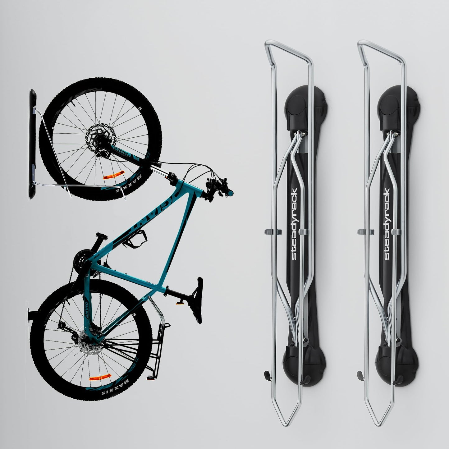 Steadyrack Bike Wall Mount - Mountain Bike Rack - Vertical Bike Wall Mount as storage solution for your home, garage, or bike park - 2-pack