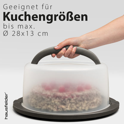 Household cake transport box round, cake transport box with lid and handle, cake dome 33 cm diameter, height 16 cm.