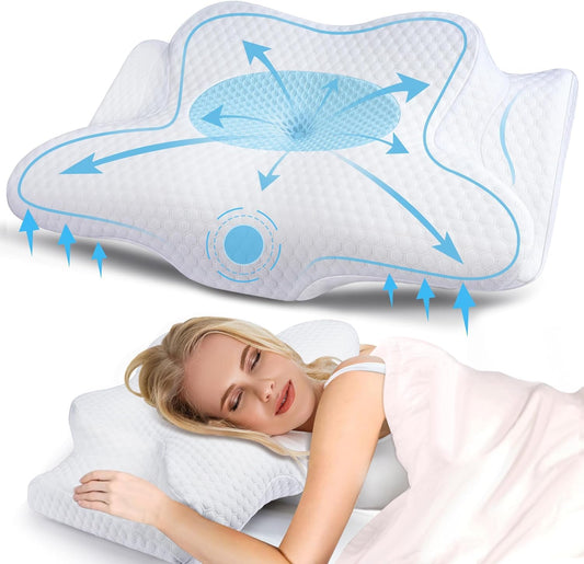 GOXIFACA Orthopedic Pillow, Memory Foam Ergonomic Pillow, Neck Support Pillow for Neck Pain, for Back and Side Sleepers, Improve Sleep Quality, 60 * 35 * 10/12cm