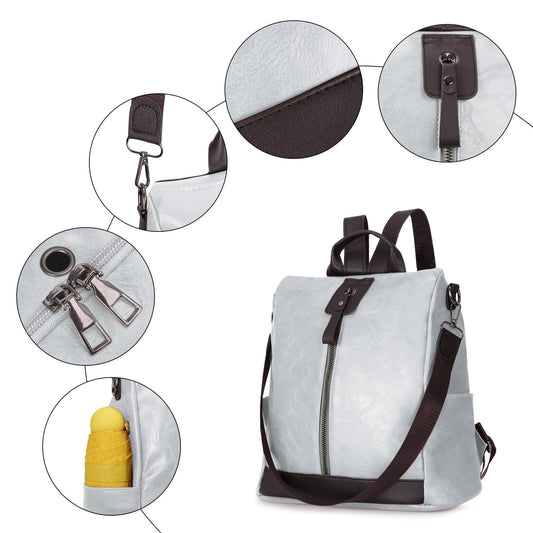 HUA ANGEL Elegant Anti-Theft Backpack Women Small City Backpack Waterproof Leather Handbags Backpack 2 In 1 Vintage Shoulder Bag Women Medium For Work Sports Everyday Travel