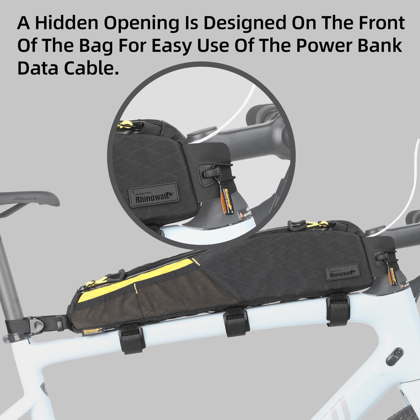 Rhinowalk Bike Top Tube Bag, Bicycle Frame Bag, Waterproof Bike Bag, Professional Bike Accessory for Mountain Bikes, Road Bikes (Upgraded Version), 2.1L, White