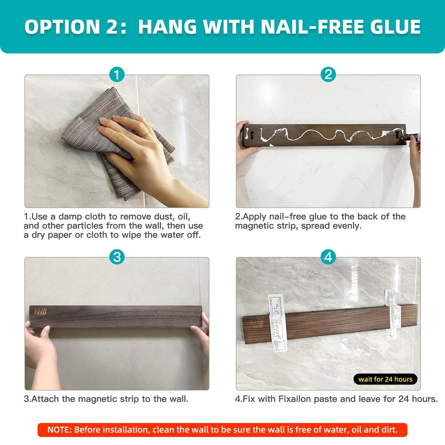 FINDKING Magnetic Knife Strip made of Ash Wood, Magnetic Kitchen Utensil Holder for Wall and Fridge, No Drilling, 30CM (Dark Brown, No Knives)