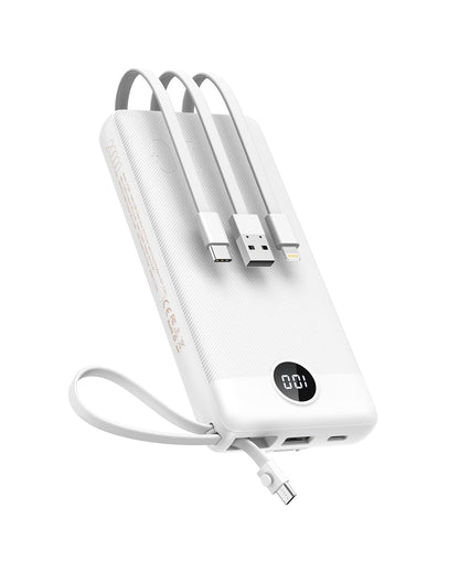 VEEKTOMX Powerbank 20000mAh Power Bank with built-in cables USB C External Portable Phone Chargers with 5 Outputs & 2 Inputs Travel Gadgets Battery Pack Compatible with iPhone, Samsung, Huawei, Xiaomi, iPad