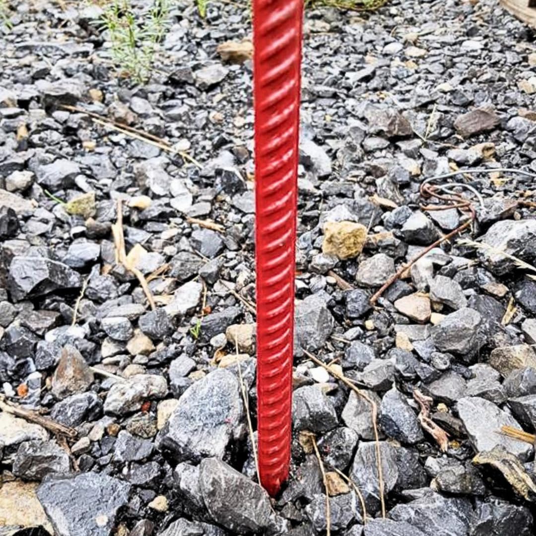KRUSE 10 lantern brackets with safety bow - 125 cm Ø 12 mm - Barrier rope holder Berlin model, forged tip - red dip-coated