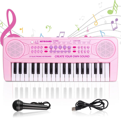 m zimoon Children Piano Keyboard, 37 Keys Electronic Piano for Kids Music Piano Multifunctional Musical Instruments Learning Toy Birthday Gift for Boys Girls Beginners