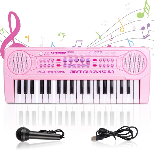m zimoon Children Piano Keyboard, 37 Keys Electronic Piano for Kids Music Piano Multifunctional Musical Instruments Learning Toy Birthday Gift for Boys Girls Beginners
