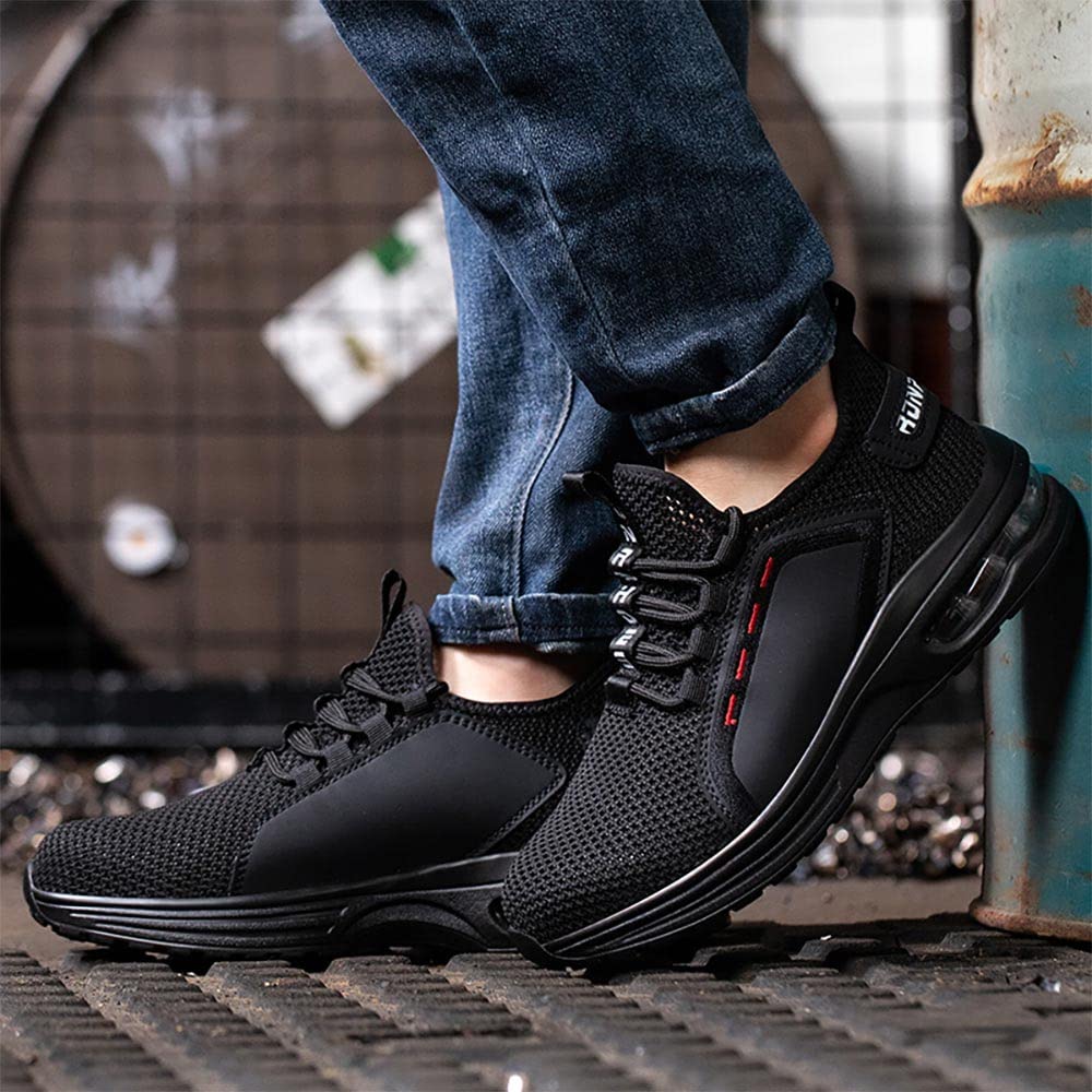 Rona Shoes Safety Shoes Work Shoes Steel Toe Shoes Lightweight Comfortable Sporty Protective Work Shoes Men Women Luna Black EU 36