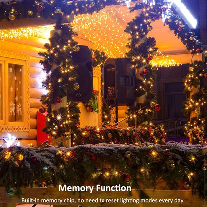 BrizLabs Christmas Tree Lights Outdoor, 100M 1000 LED Christmas String Lights Outside, 8 Modes Powered by Battery Waterproof Decorative String Lights for Indoor Room Garden Wedding Party, Warm White