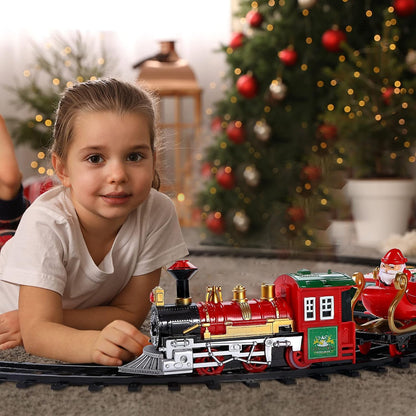 Electric train set for kids - Christmas train around the Christmas tree, railroad track set with sounds, toy for ages 8 and up