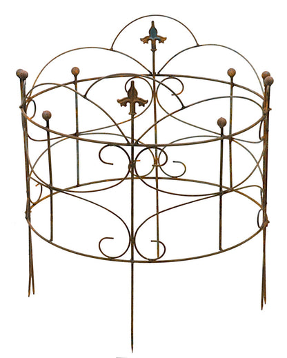 Perennial holder shrub holder close to the ground 2-piece round trellis bed metal iron rust decoration