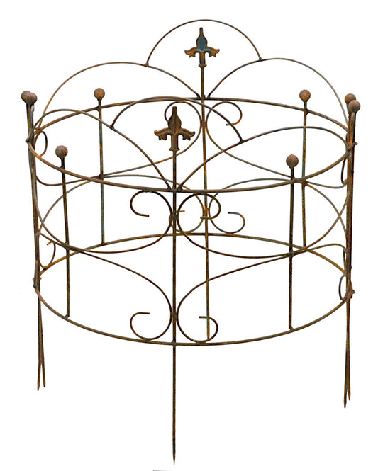 Perennial holder shrub holder close to the ground 2-piece round trellis bed metal iron rust decoration