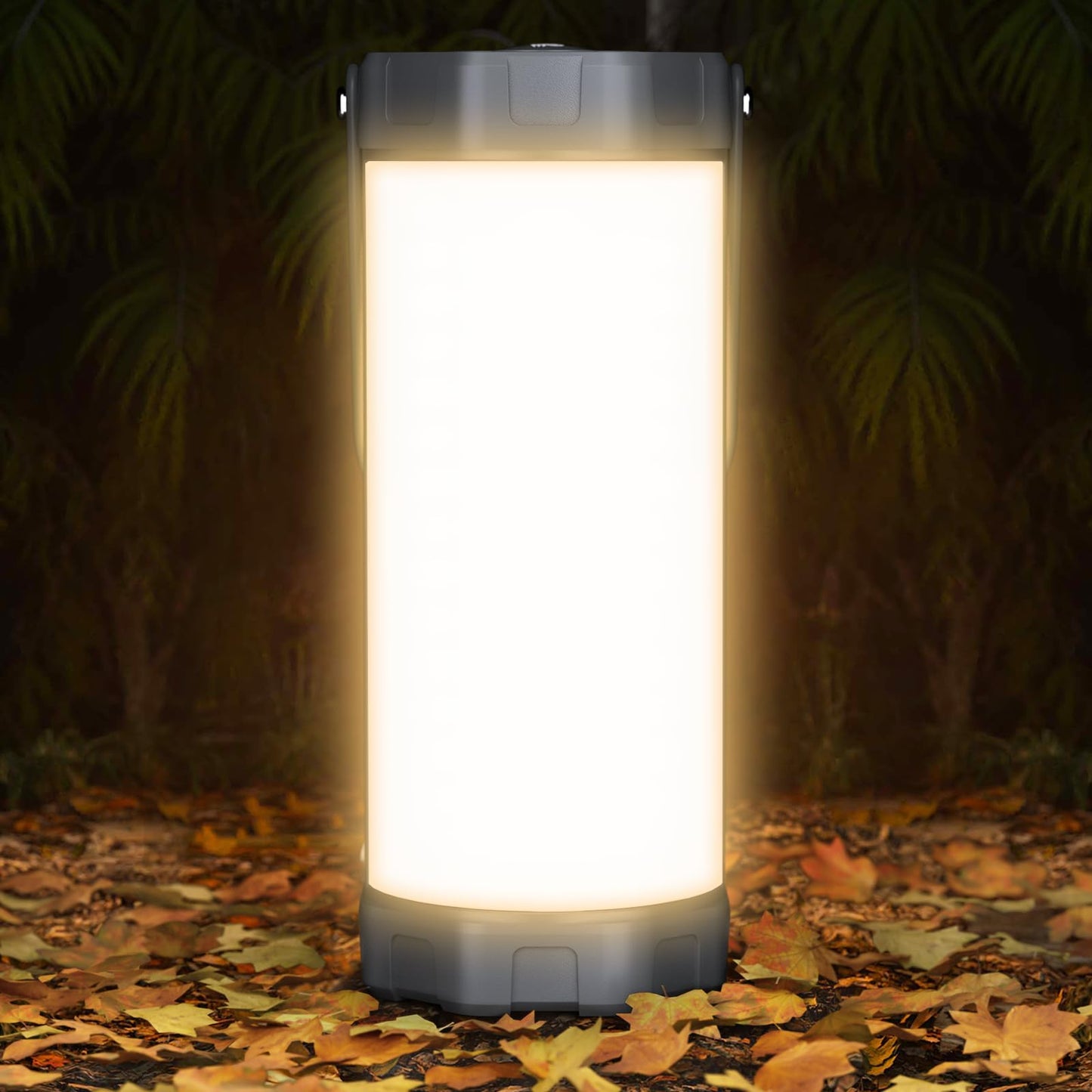 Glocusent Camping Lantern & Tent Light: Compact 1200lm camping light with rubber corner protection & keychain, 5 brightness levels, 3 modes + SOS, IP68 waterproof, 80h runtime, ideal for blackout, hiking.