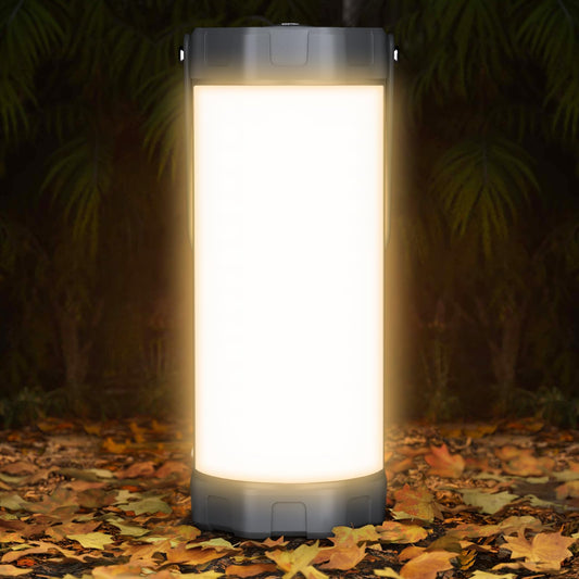 Glocusent Camping Lantern & Tent Light: Compact 1200lm camping light with rubber corner protection & keychain, 5 brightness levels, 3 modes + SOS, IP68 waterproof, 80h runtime, ideal for blackout, hiking.