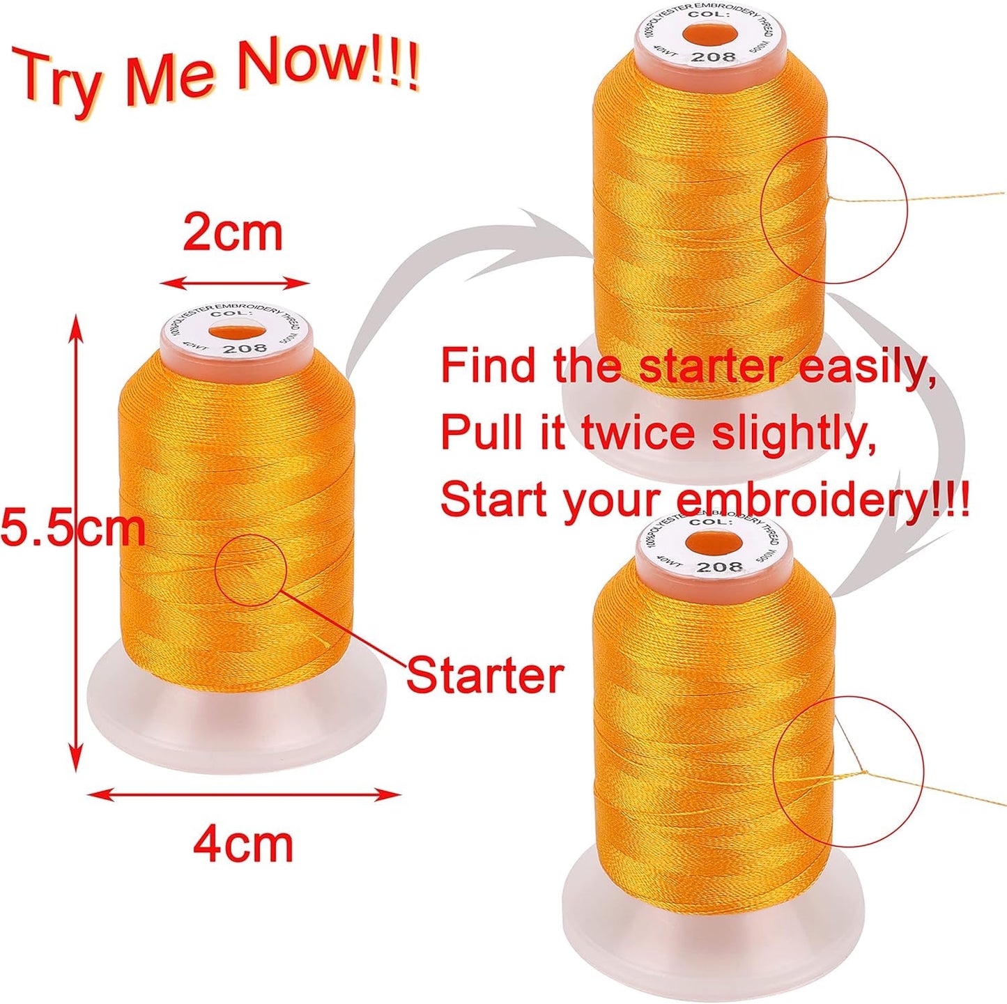 New brothread 40 Brother Colors Polyester Machine Embroidery Thread 500M (550Y) for Brother/Babylock/Janome/Singer/Kenmore Embroidery Machine