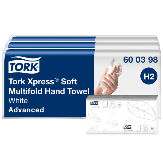 Tork Xpress Soft Multifold Paper Towels White H2, Advanced Quality, 2-ply, Zigzag Fold, absorbent, 7 x 180 sheets, 600398