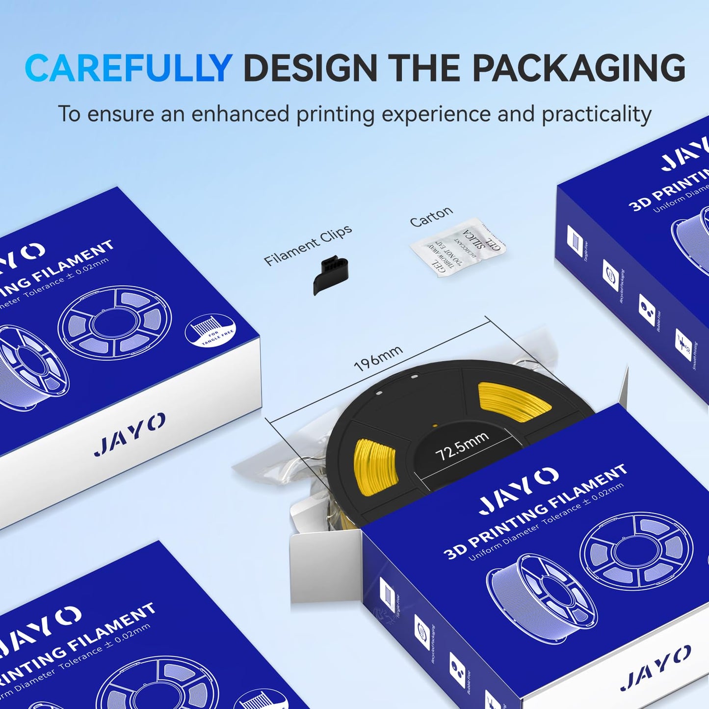 JAYO ABS Filament 1.75mm (Black+Black), 2kg (2 * 1kg/spool), ANTI-WARPING/IMPACT RESISTANT/HEAT RESISTANT, Accuracy +/-0.03mm, 3D printer filament