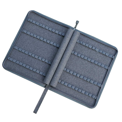 Pencil case for 48 fountain pens, waterproof, linen, with YKK zipper, Grey