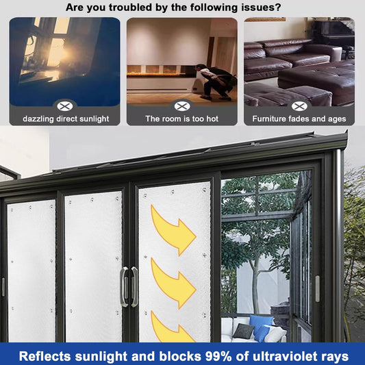 kufu01 Residue-free Sun Protection Film, Silver Window Film Opaque Reflective Window Film, 8mm Thick 99% UV Protection Insulating Film for Bedroom, Bathroom, Office, Skylight (100x100cm/39x39)