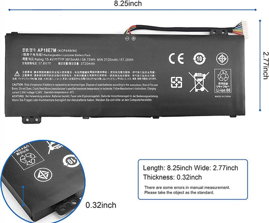 AKKEE AP18E7M AP18E8M Battery for Acer Nitro 5 AN515-54 AN517-51 AN515-55 AN515-44 AN515-43 Nitro 7 AN715-51 Aspire 7 A715-74G Triton 300 PT315-51 Predator Helios 300 PH315-52 PH317-52 58.75Wh