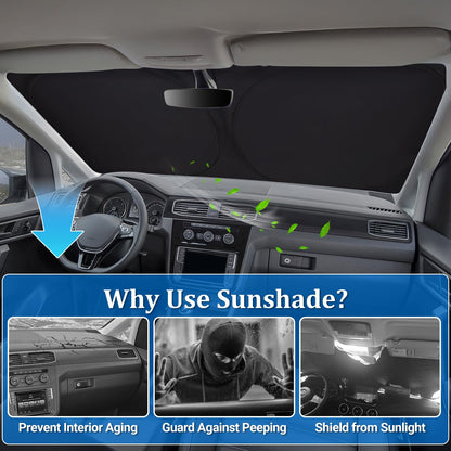 ZATOOTO Sunshade Car Windshield Custom Fit for Ford Focus 2019-2024, Windshield Sun Shade Foldable, Thickened Reflective Polyester Blocks UV Rays and Keeps the Car Cooler.