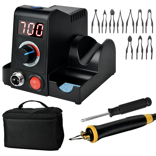 40W wood burning station Woodburning pen Set 8pcs Tips: professional wood burning kit with digital display, machine Enhanced wood burning set