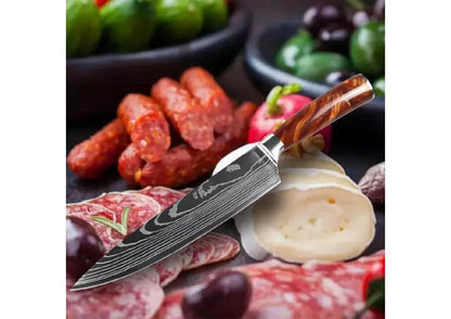 Flint kitchen knife set 5 pieces, extremely sharp cooking knives made of high quality stainless steel, professional knife set with ergonomic resin handle in gift box.