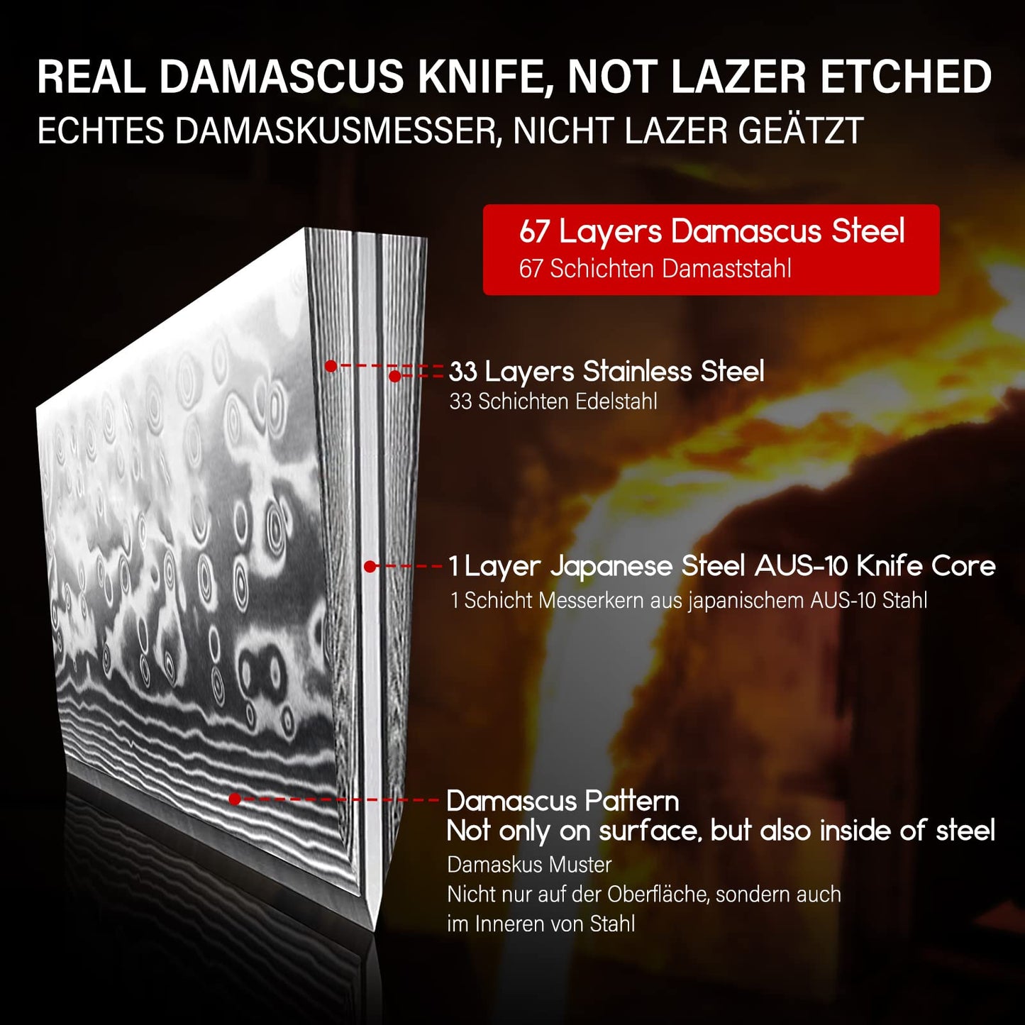 SHAN ZU Damascus Knife Vegetable Knife Paring Knife Fruit Knife made of 67 layers of Damascus Steel Kitchen Knife Small Professional Knife with Ergonomic G10 Handle